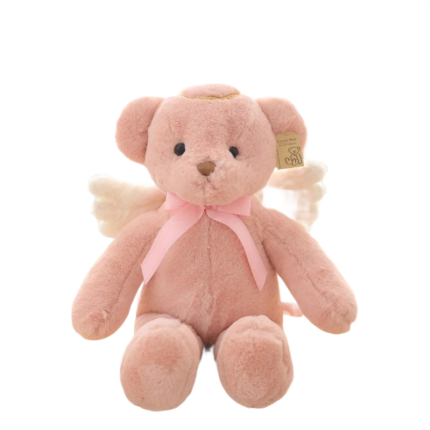 Angel Teddy Bear Plush Toy with Wings & Halo, Bow Tie – Soft Stuffed Animal | Available in Multiple Colors & Sizes