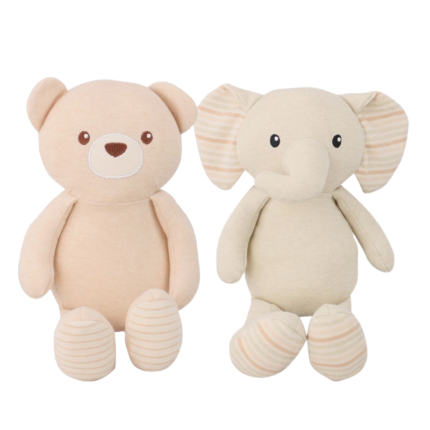 Organic Cotton Baby Plush Toy – Soft Bunny, Elephant, Koala, Lion & Bear Stuffed Animal | Multiple Colors
